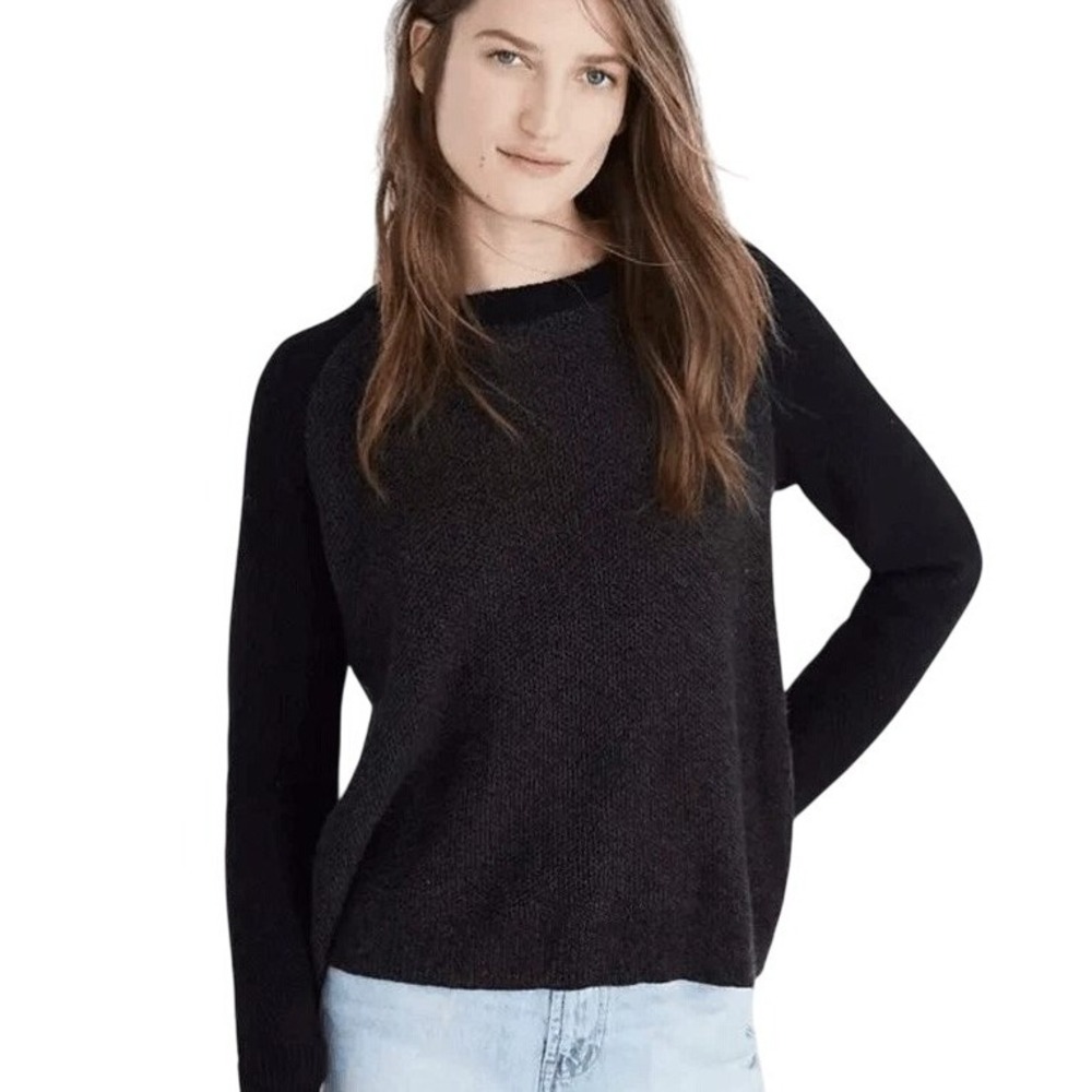 Madewell Province Cross-Back‎ Pullover Sweater Women's Small Black Gray Hippie